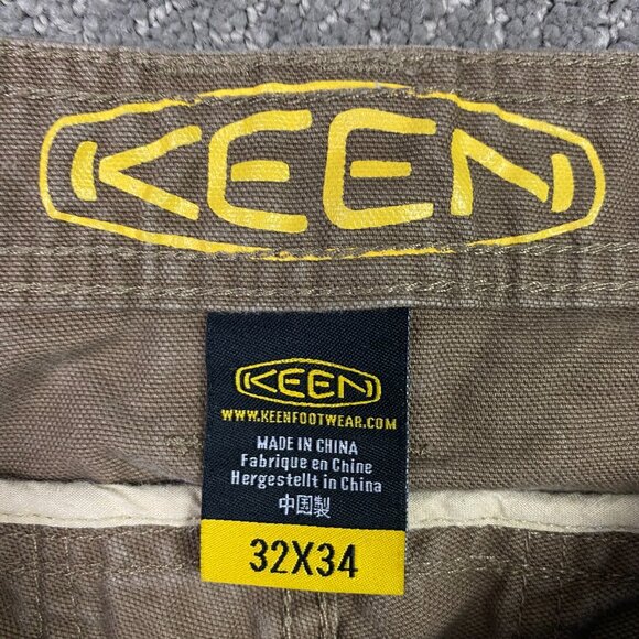 Keen Pants Men's 32 x 34 Brown Double Knee Cargo Work Hiking Canvas Duck Flint - Picture 8 of 15